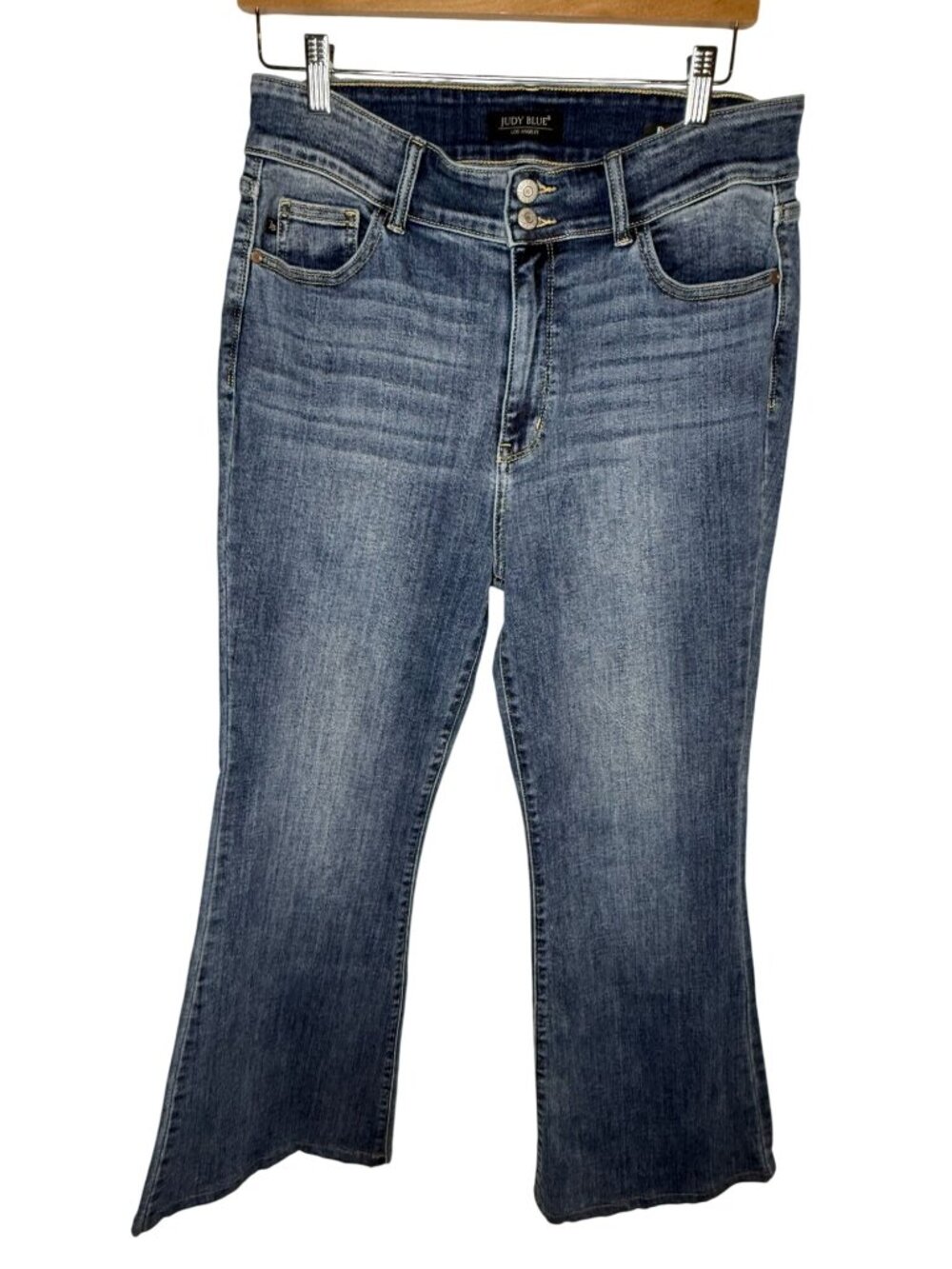 Judy Blue 15/32 Flare Jeans High Rise Double Button Stretch Denim